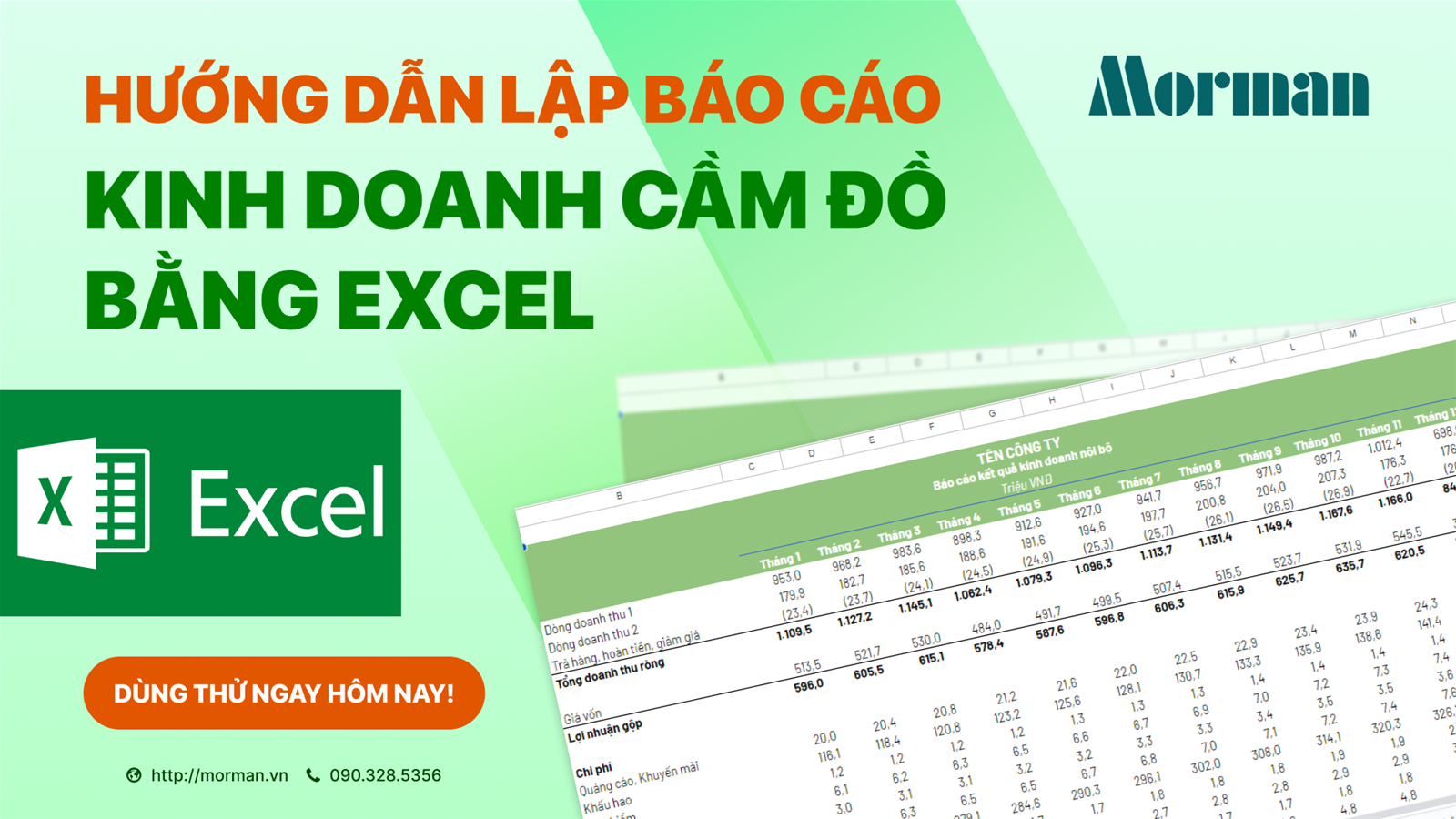 Hướng dẫn lập báo cáo kinh doanh cầm đồ bằng Excel 