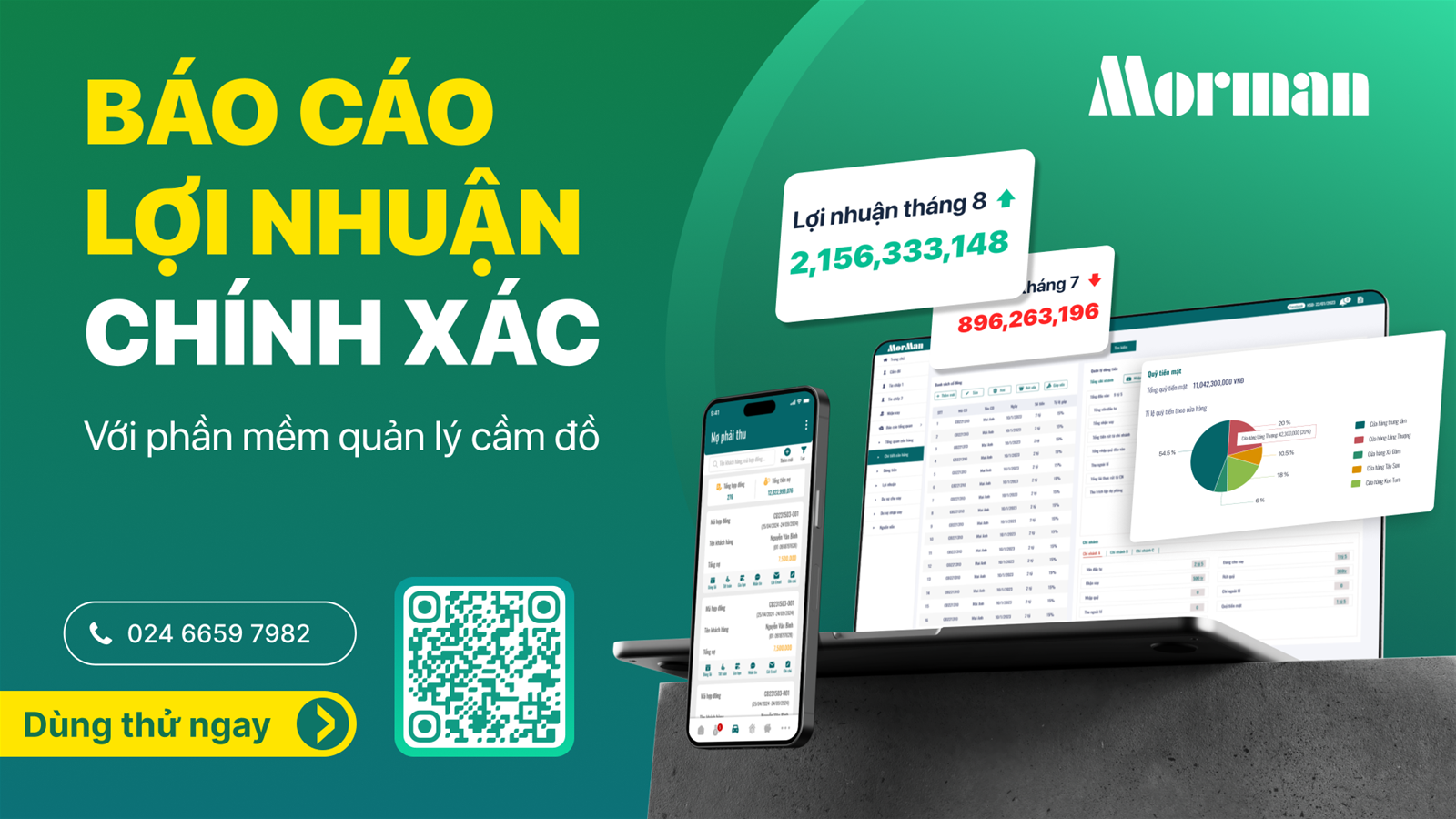 Báo cáo lợi nhuận bằng phần mềm quản lý cầm đồ