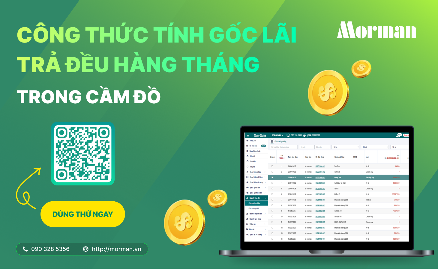 Công thức tính gốc lãi trả đều hàng tháng trong cầm đồ và vay vốn