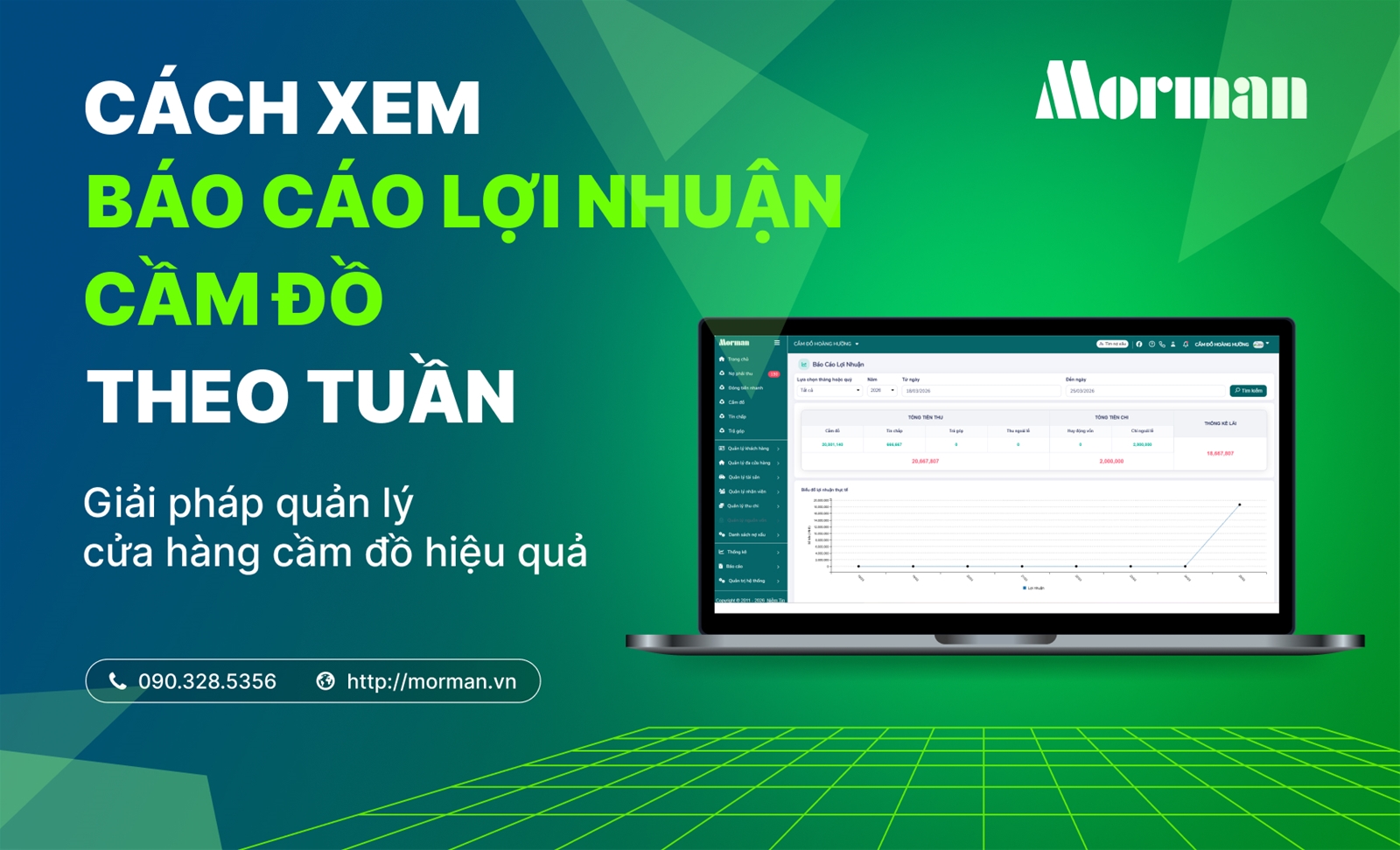 Cách xem báo cáo lợi nhuận cầm đồ theo tuần