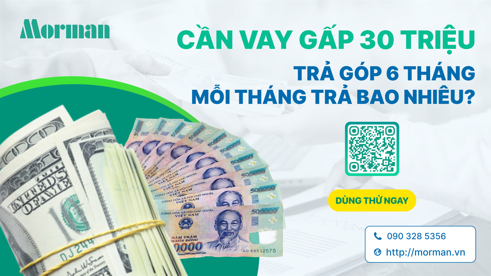 Cần vay gấp 30 triệu - Trả góp trong 6 tháng, mỗi tháng trả bao nhiêu?