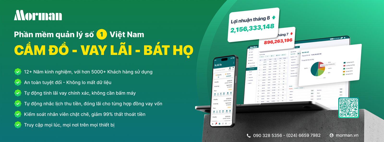 Bảng giá phần mềm cầm đồ Morman full tính năng