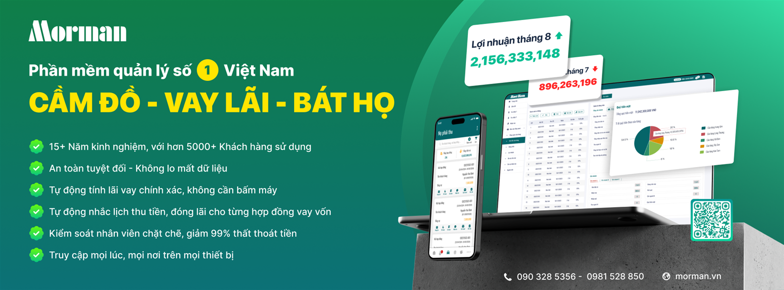 Phần mềm Morman - Quản lý hợp đồng, tài sản cầm đồ chặt chẽ