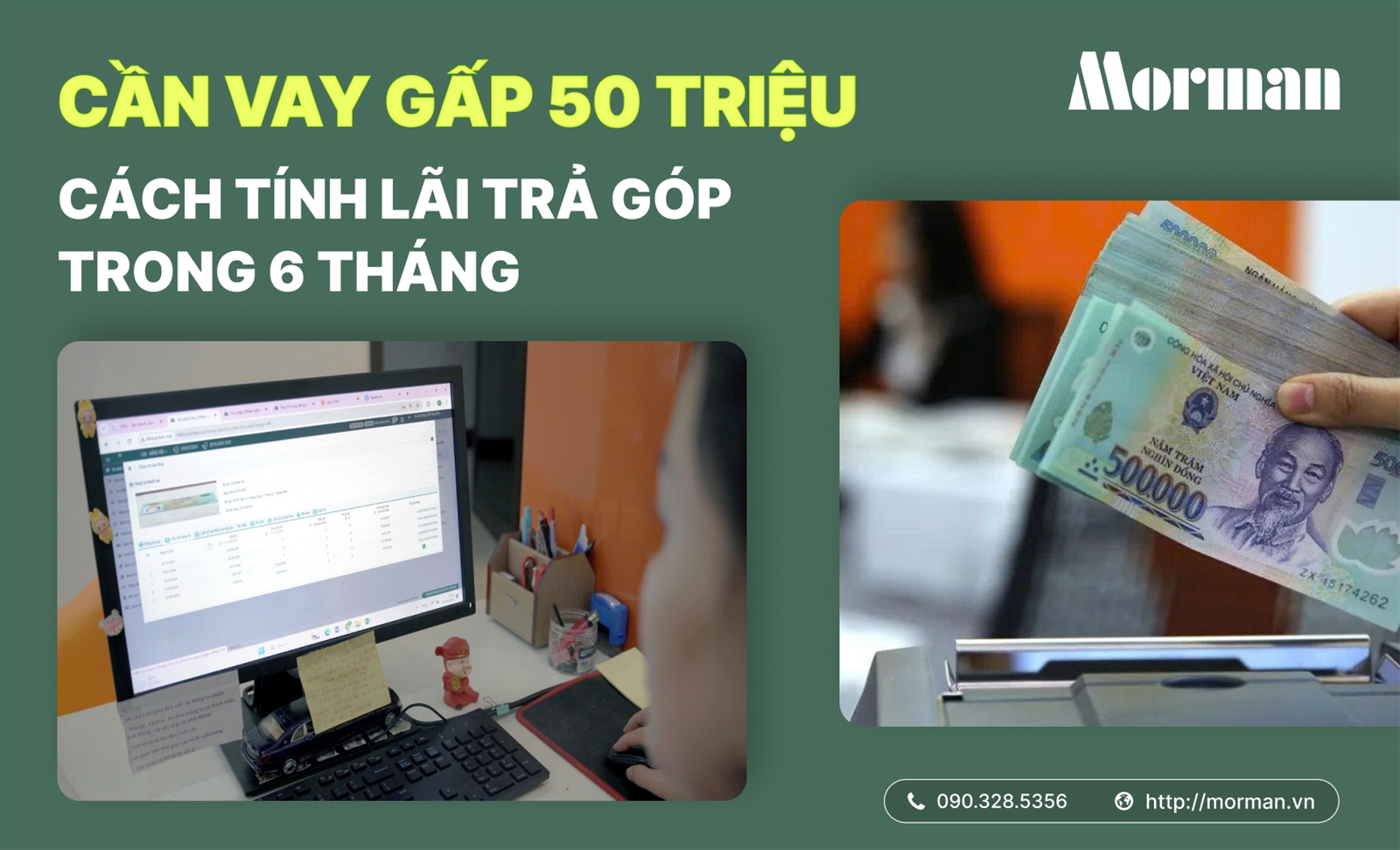 Cần vay gấp 50 triệu - Cách tính lãi trả góp trong 6 tháng