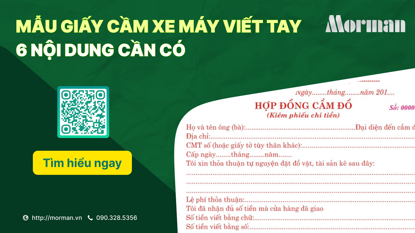 Mẫu giấy cầm xe máy viết tay