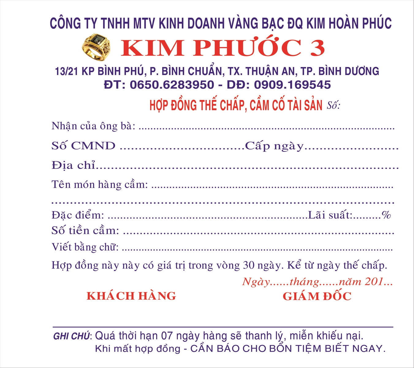 mẫu giấy cầm xe máy tham khảo