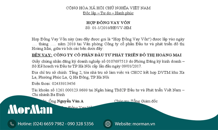 mẫu hợp đồng vay vốn